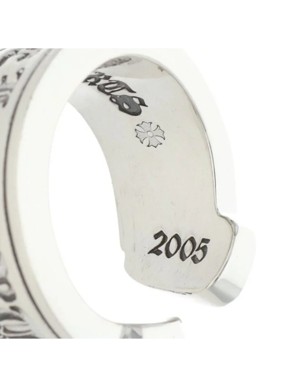 Chrome Hearts LG Scroll Label Large Silver Ring